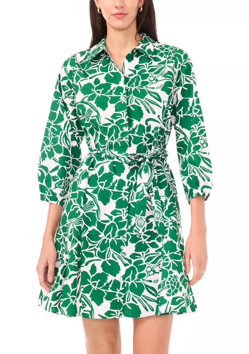 Women's 3/4 Sleeve Printed Shirtdress | Belk