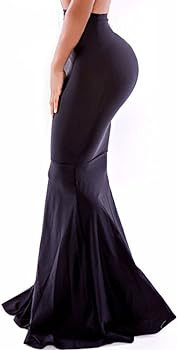 Women Black High Waist Bodycon Mermaid Floor-Length Maxi Skirt | Amazon (US)
