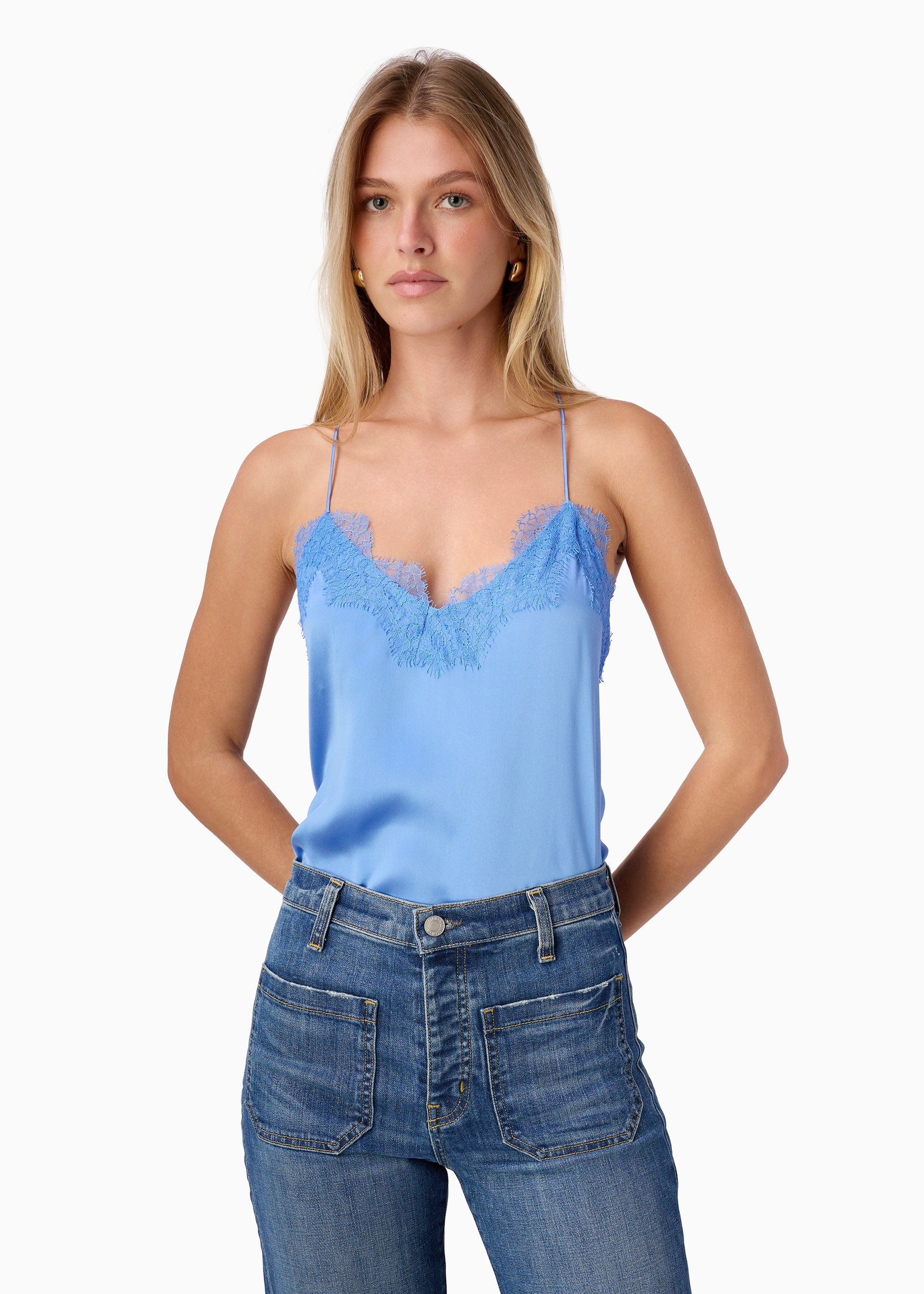 Racer Charmeuse Camisole Cerulean | CAMI NYC