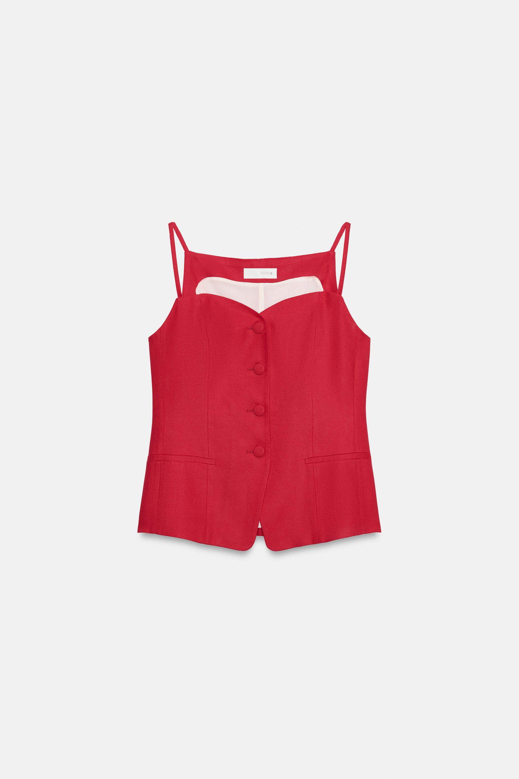 LINEN BLEND SWEETHEART NECK WAISTCOAT | Zara UK