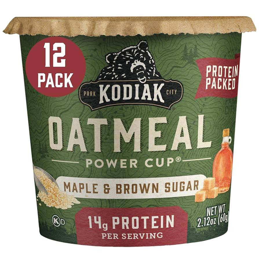 Kodiak Cakes Instant Protein Maple & Brown Sugar Oatmeal in a Cup, 2.12oz (Pack of 12) | Amazon (US)