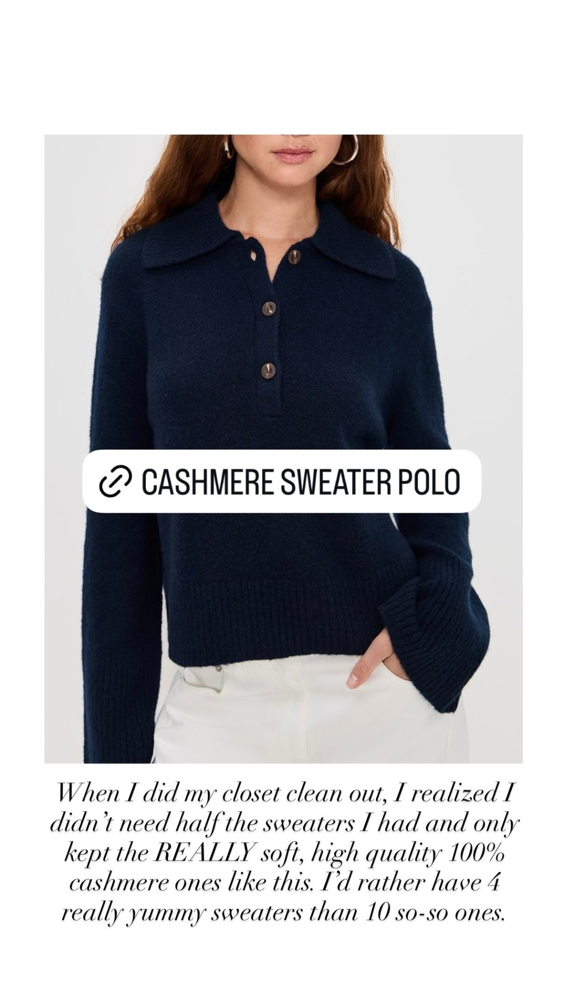 Cashmere sweater polo.