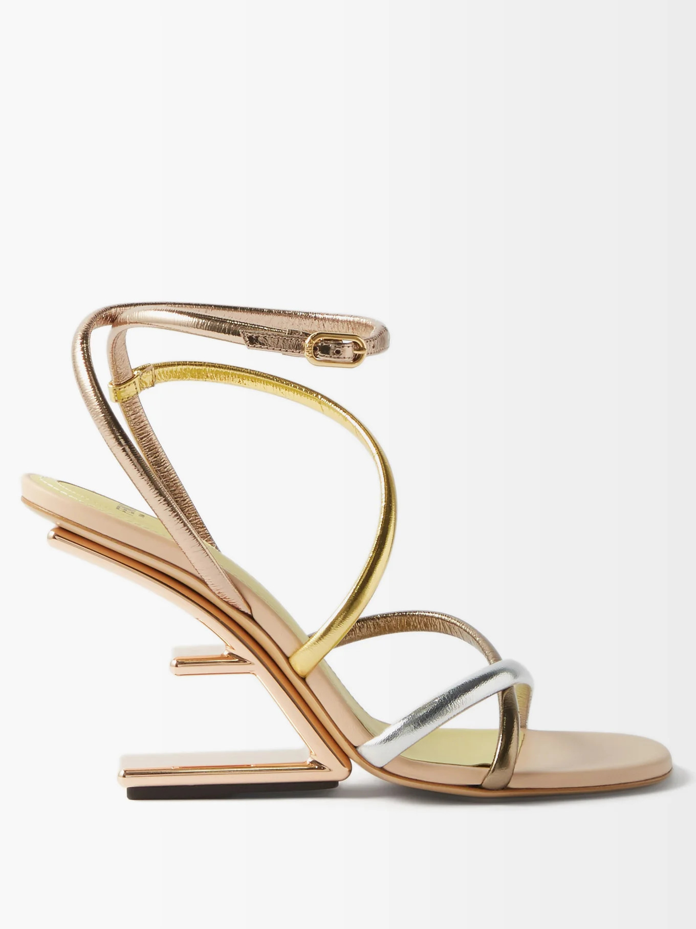 Show F-heel metallic leather sandals | Fendi | Matches (APAC)