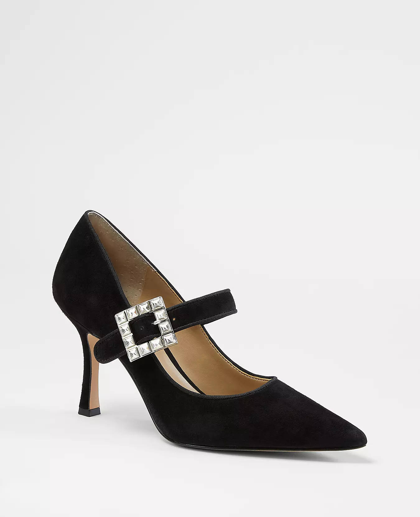 Crystal Buckle Suede Pumps | Ann Taylor (US)