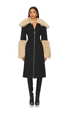 OW Collection Halifax Denim Coat in Dark Wash from Revolve.com | Revolve Clothing (Global)