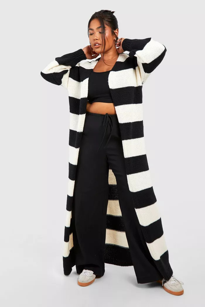 Plus Maxi Stripe Cardigan | boohoo (US & Canada)