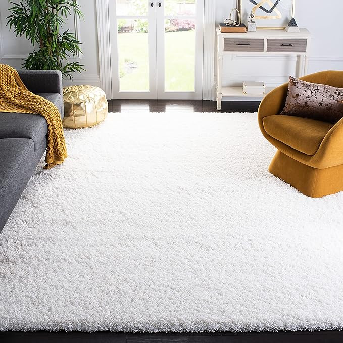 SAFAVIEH Santa Monica Shag Collection Area Rug - 9' x 12', White, Solid Design, Non-Shedding & Ea... | Amazon (US)