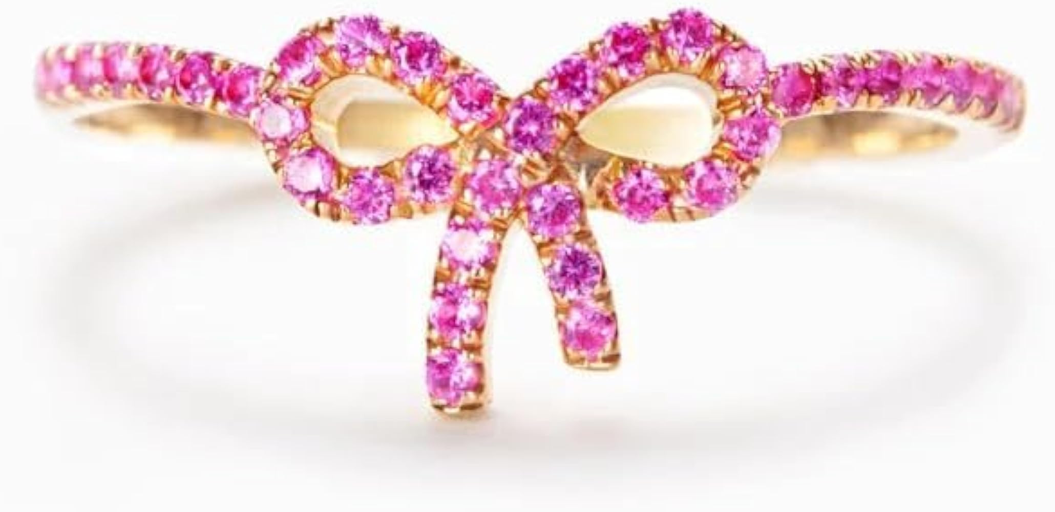 Pink Pavé Bow Ring-Gifts for Women, 925 Silver Rings, Pink Bow Ring Trendy Delicate Ring Inspira... | Amazon (US)