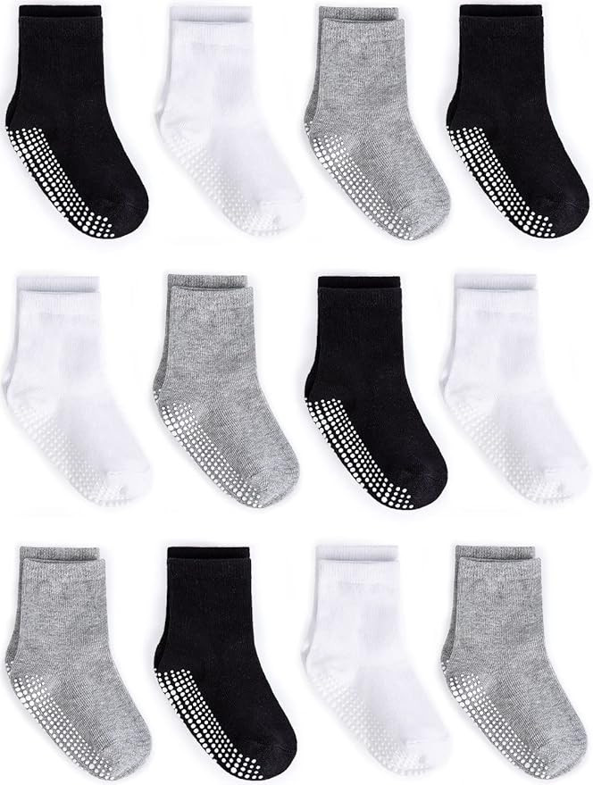 Zaples Grip Crew Socks with Non Slip/Anti Skid Soles for Baby Infants Toddlers Kids Boys Girls | Amazon (US)