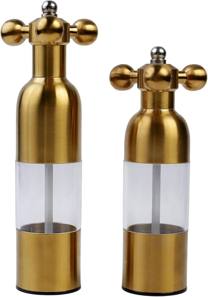 (Gold,2PCS) Salt, Pepper Modern Manual Grinder Set with Solid Handle - Stainless Steel Juego de M... | Amazon (US)