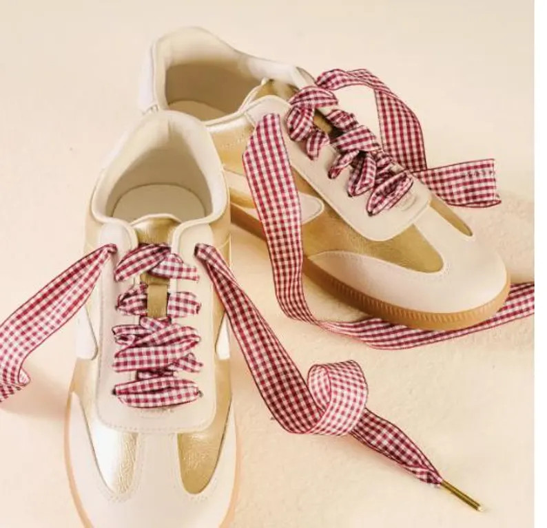 BURGUNDY Gingham Shoe Lace - Etsy | Etsy (Global)