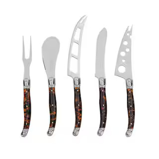 Laguiole 5-Piece Artisan Cheese Knife Set with Tortoise Shell Handles | The Home Depot