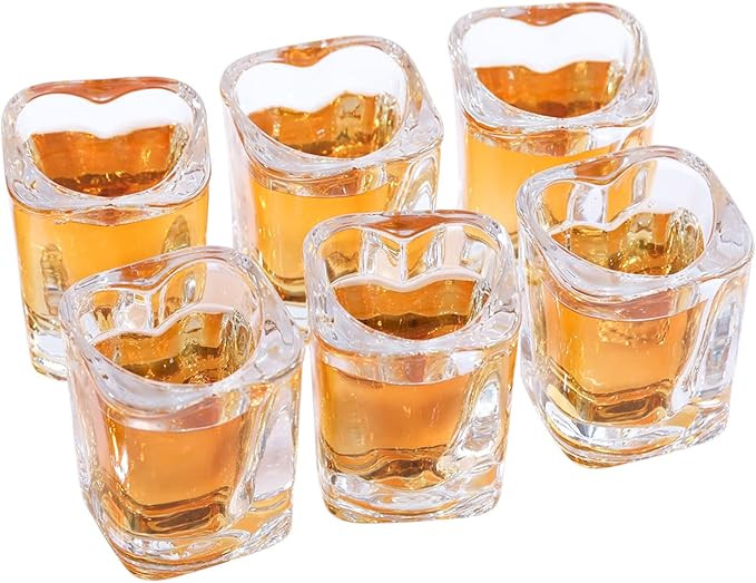 Heart Shaped Shot Glasses Cute Bar Cart Accessories | Bar Cart Decor 2oz (6, Clear) | Amazon (US)