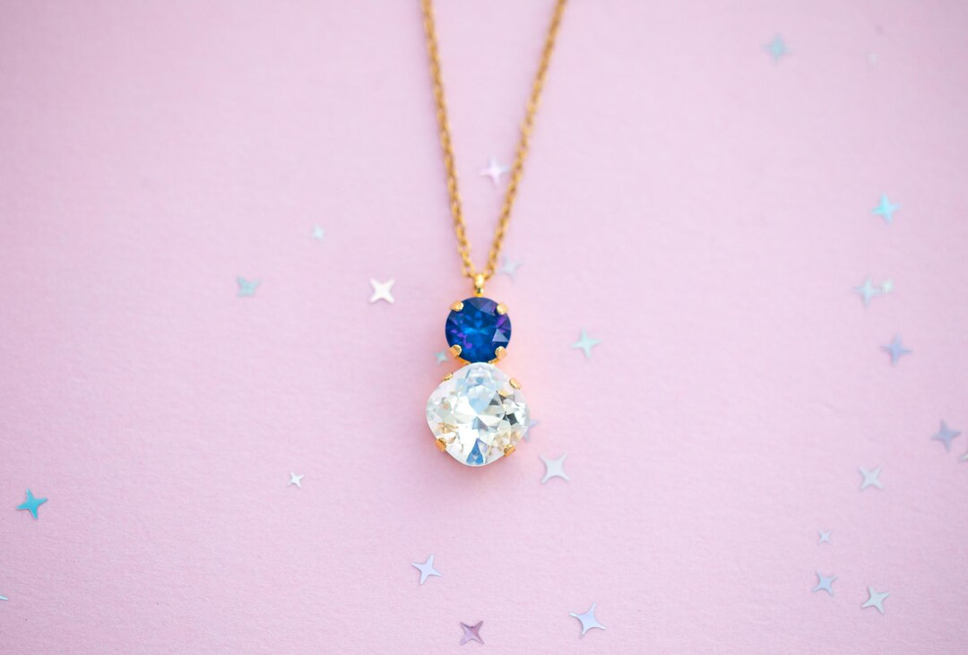 12/8mm Cushion Cut Midnight Run (crystal/royal Blue Delite) Necklace -select Color Setting - Etsy... | Etsy (US)
