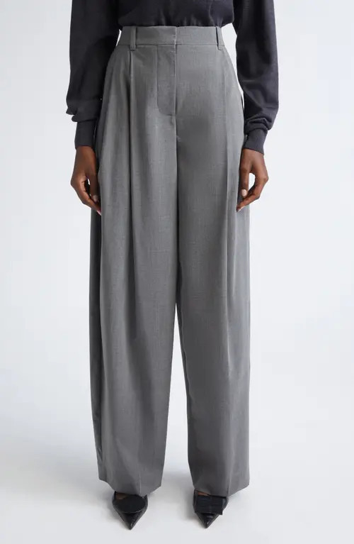 Jacquemus Le Pantalon d'Homme Pleated Stretch Virgin Wool Wide Leg Pants in Grey at Nordstrom, Size 34 | Nordstrom