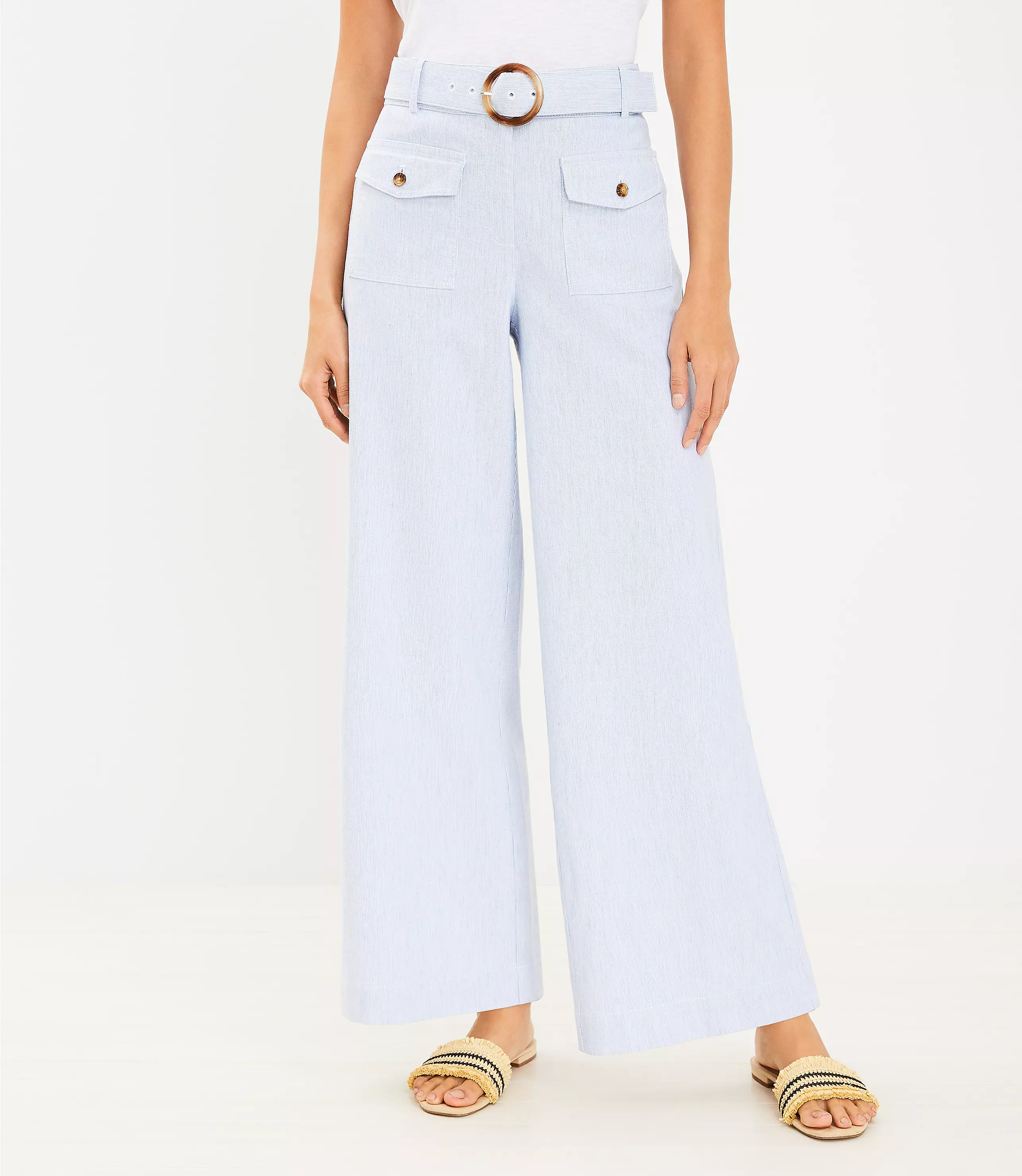 Belted Pants in Stripe | LOFT