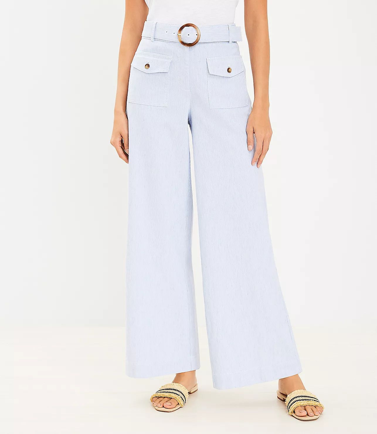 Belted Pants in Stripe | LOFT