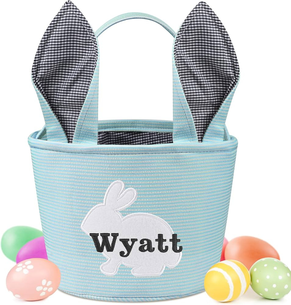 Easter Basket, Personalized Easter Basket with Name, Easter Bunny Basket, Easter Baskets for Girl... | Amazon (US)