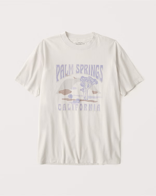 Oversized Boyfriend Palm Springs Graphic Tee | Abercrombie & Fitch (US)