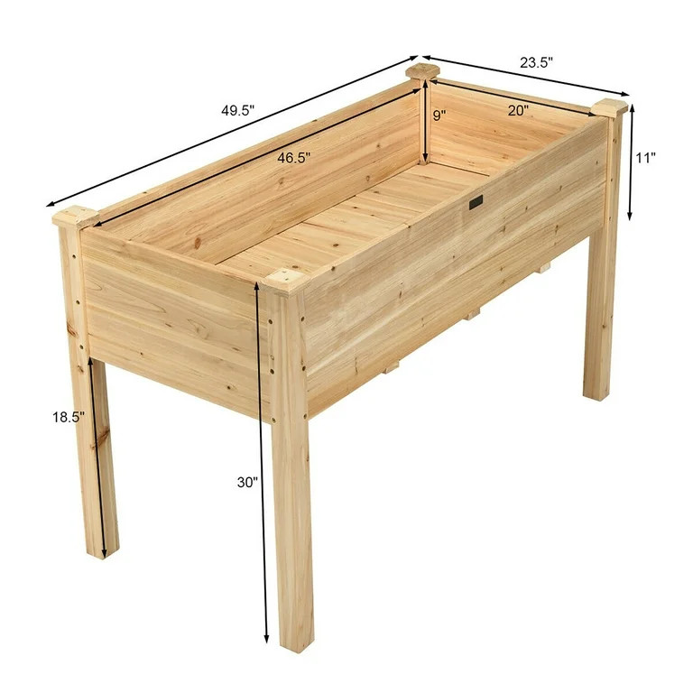 Costway Wooden Raised Vegetable Garden Bed Elevated Grow Vegetable Planter | Walmart (US)