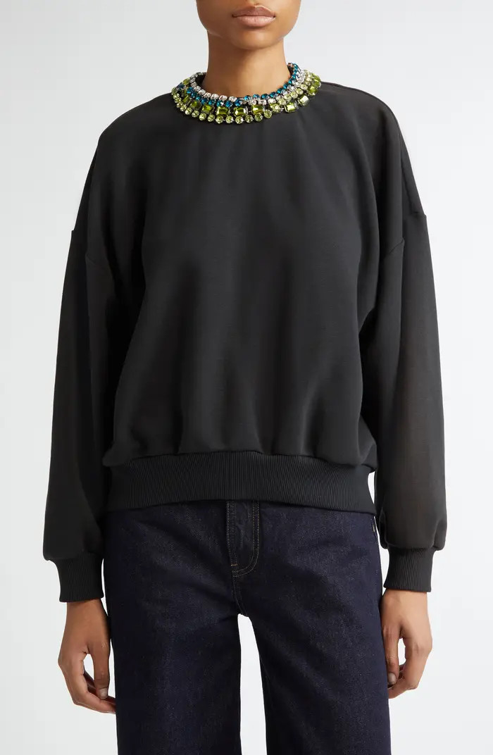 Cinq à Sept Brandy Mixed Crystal Detail Cotton Blend Sweatshirt | Nordstromrack | Nordstrom Rack
