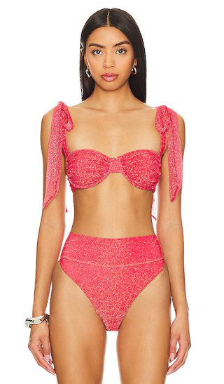 Drea Bikini Top in Red Hot Shine | Revolve Clothing (Global)