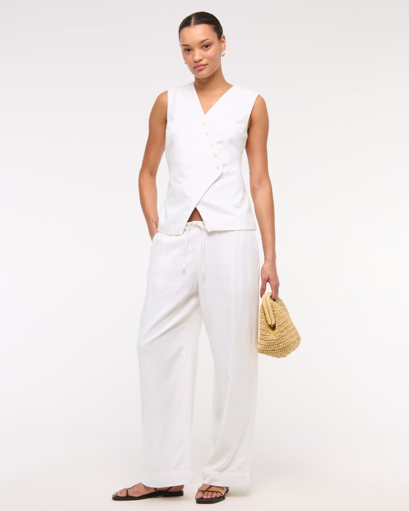 Women's Linen-Blend Pull-On Pant | Women's Bottoms | Abercrombie.com | Abercrombie & Fitch (US)