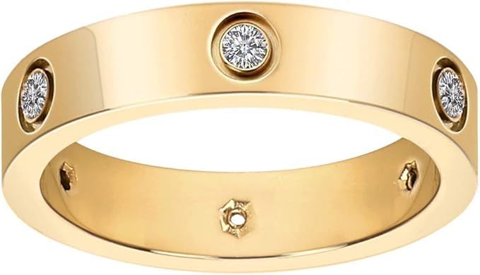 Aojun Fashion Classic 18K Gold Plated Titanium Steel Women Stacking Ring Best Gifts Couples Valen... | Amazon (US)