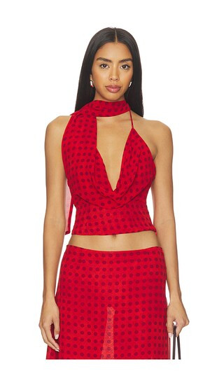 Landry Cowl Neck Top in Red Dot | Revolve Clothing (Global)