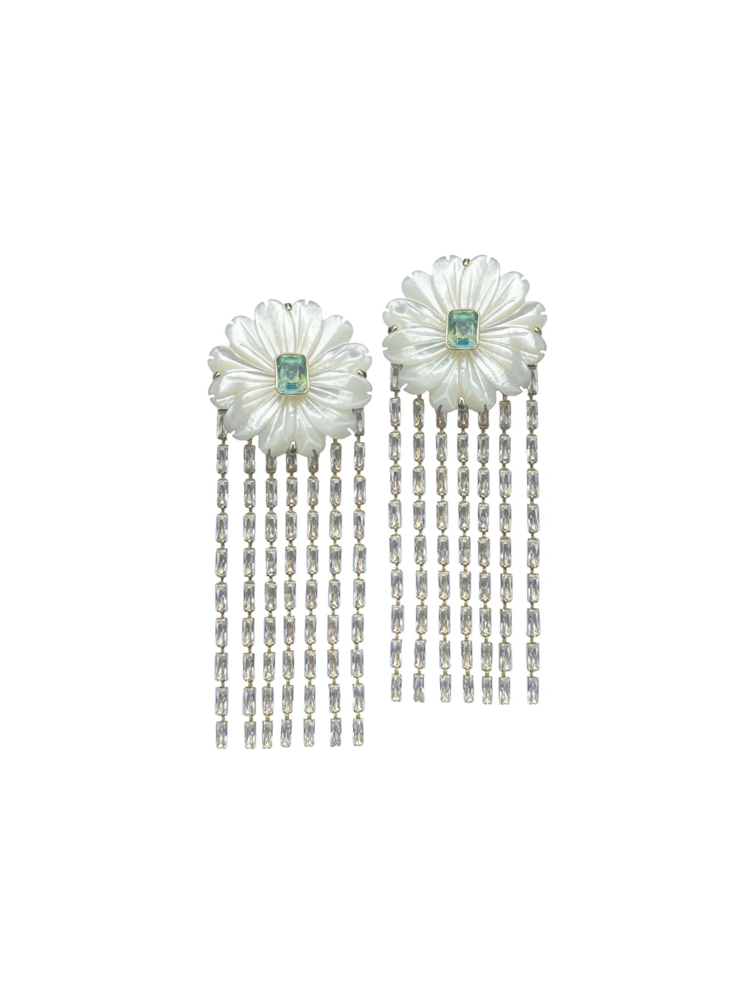 mother of pearl + quartz + embellished tassels | Nicola Bathie Jewelry