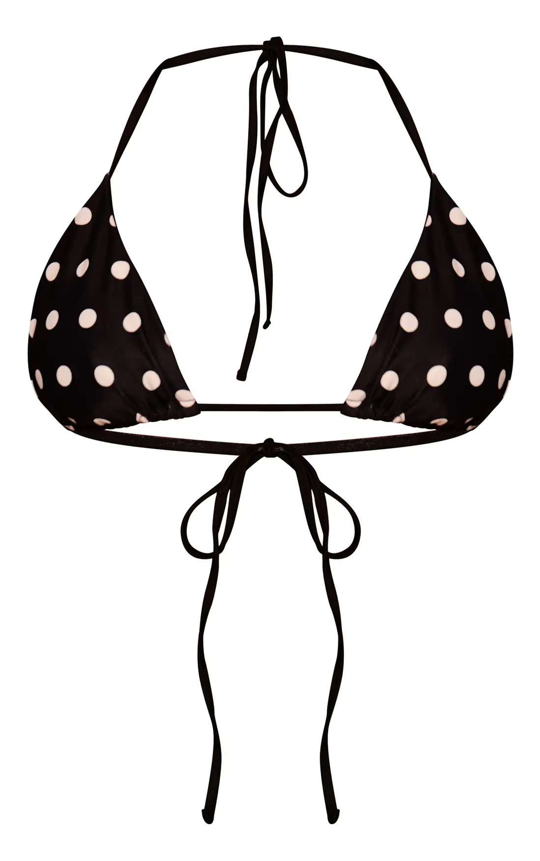 Black Polka Dot Triangle Bikini Top | PrettyLittleThing USA | PrettyLittleThing US