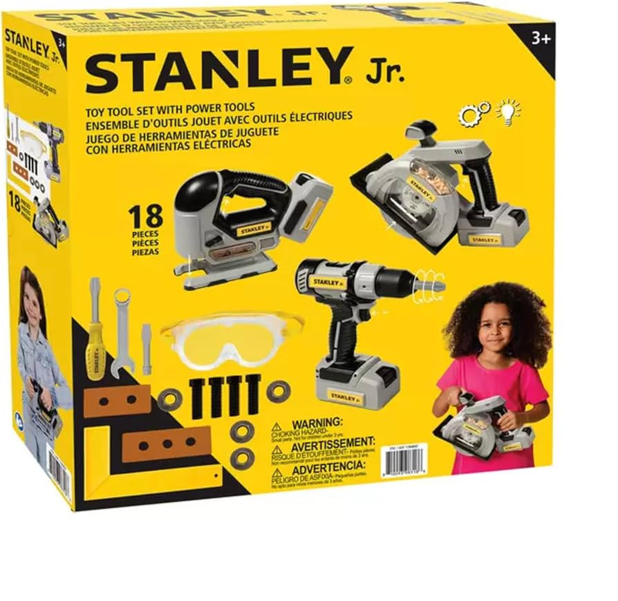 Stanley Jr. 18 Piece Toy Tool Set with Power Tools including Power Drill, Power Circular Saw, Pow... | Amazon (UK)