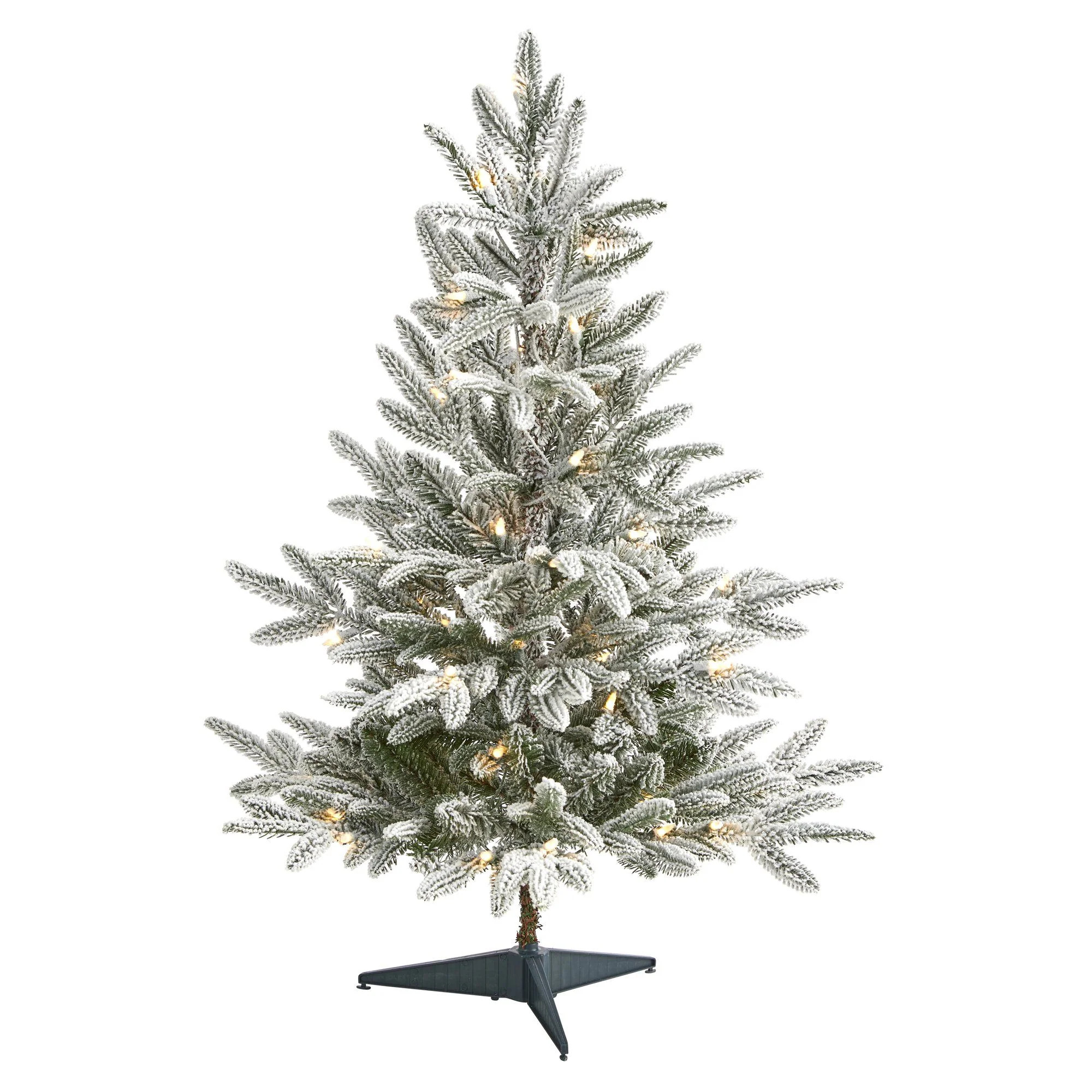 3’ Flocked Manchester Spruce Artificial Christmas Tree with 50 Lights and 133 Bendable Branches... | Nearly Natural