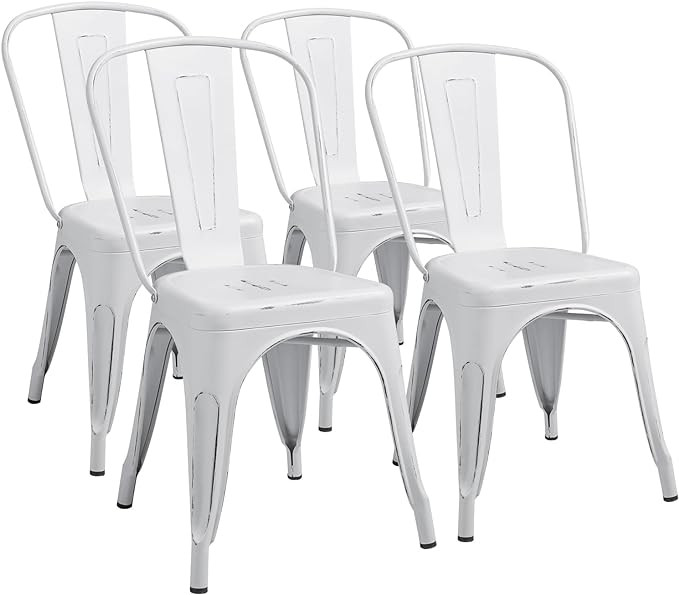 Furmax Metal Dining Chair Indoor Outdoor Use Stackable Chic Side Classic Trattoria Metal Chairs S... | Amazon (US)