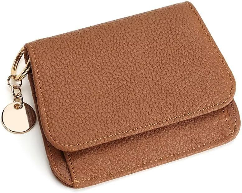 Mudono Small Wallet for Women RFID Blocking Genuine Leather Card Case Slim Tri-Fold Wallet with Zipper Pocket and Keychain | Amazon (US)