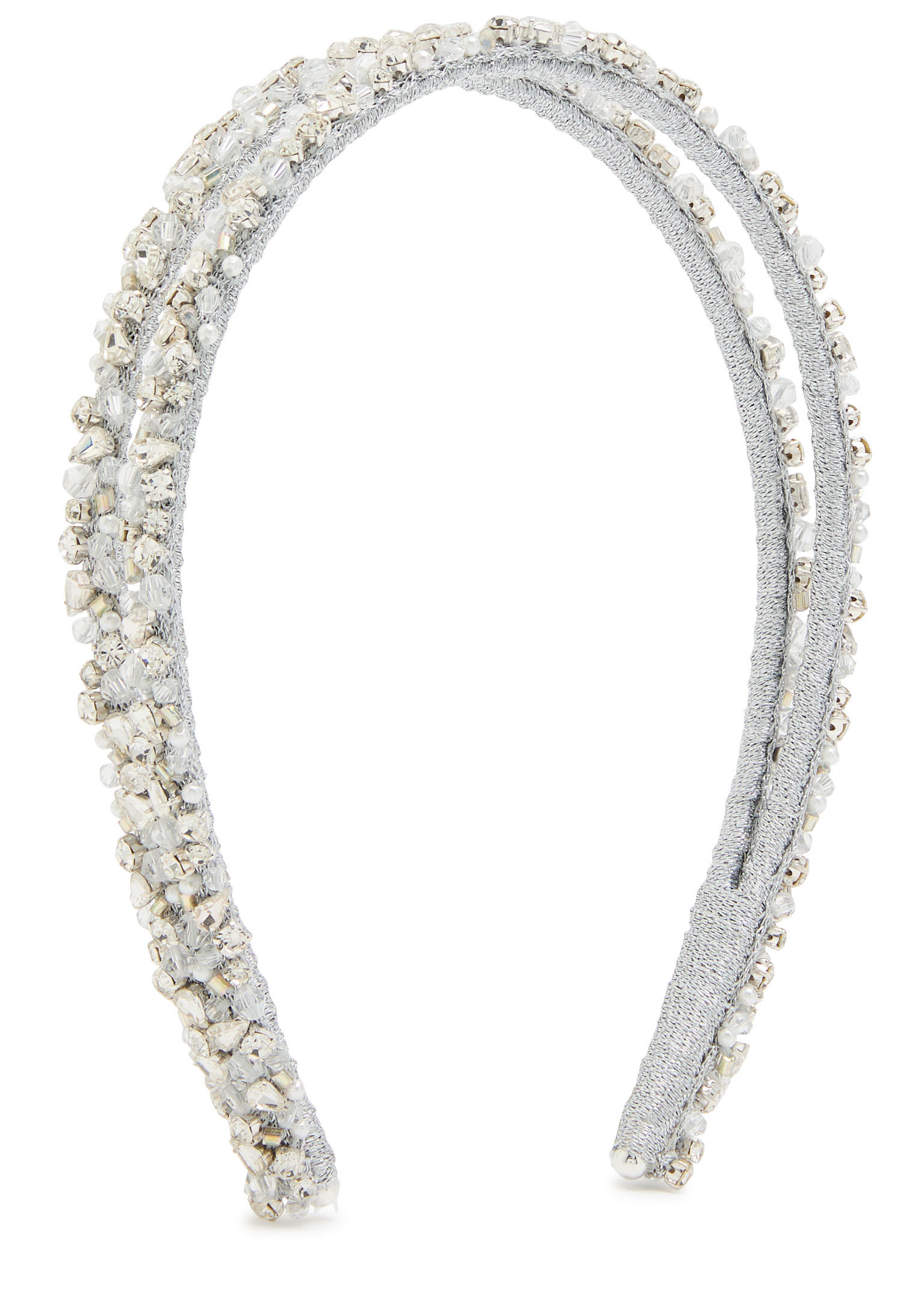 Leonora crystal-embellished metallic silk headband | Harvey Nichols