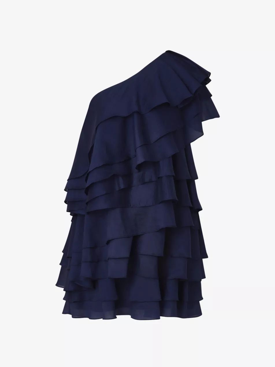 Amie asymmetric-neck woven mini dress | Selfridges