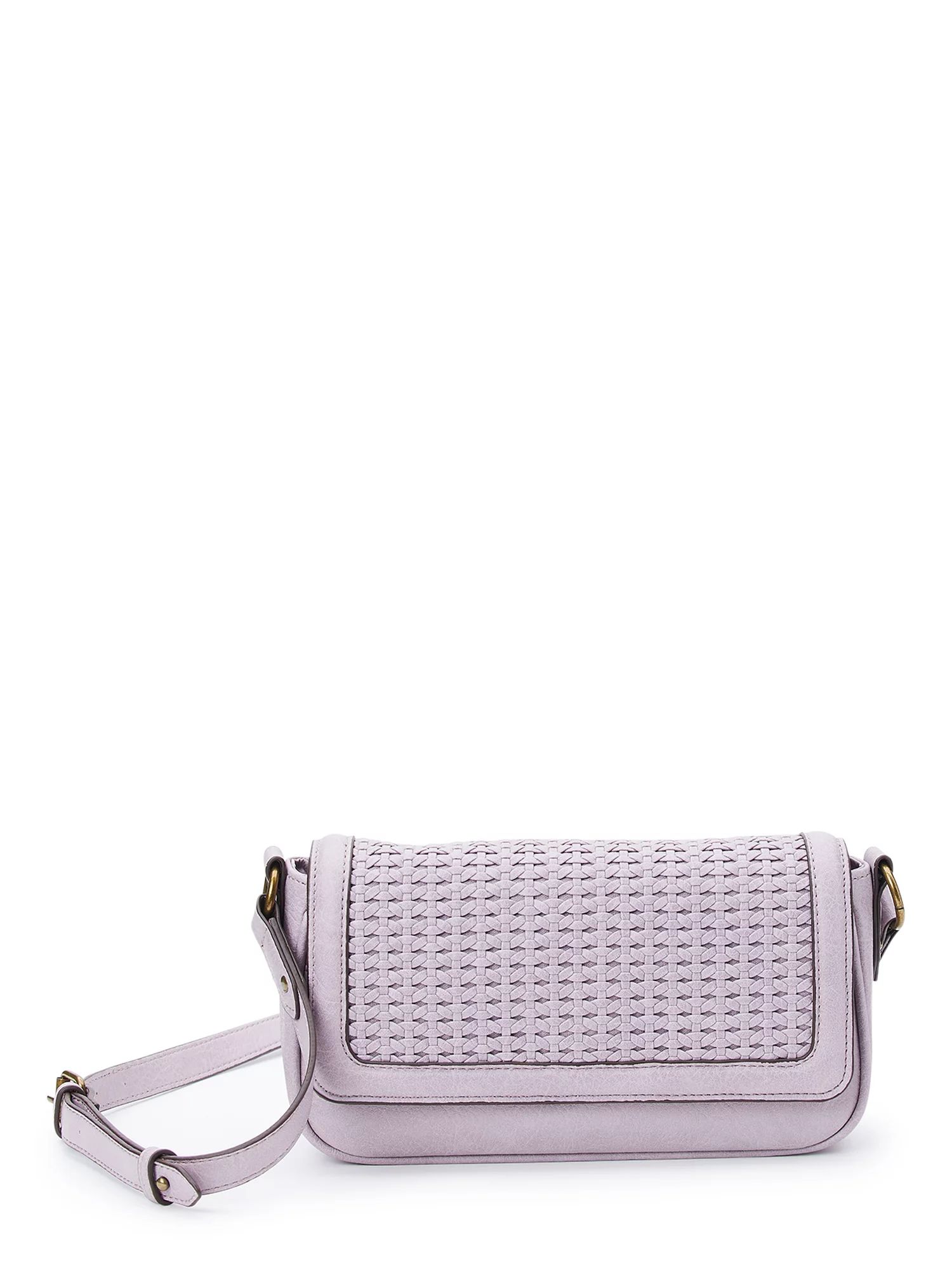 Time and Tru Women's Ludlow Flap Top Crossbody Bag, Lilac | Walmart (US)