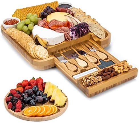 SMIRLY Cheese Board and Knife Set - Charcuterie Board Set, Bamboo Cheese Board Set - Wine, Meat, ... | Amazon (US)