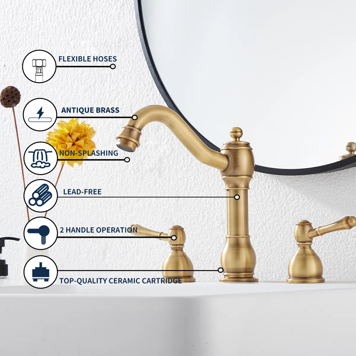 Widespread 2-handle Bathroom Faucet with Drain Assembly 16390-ATI | Wayfair North America