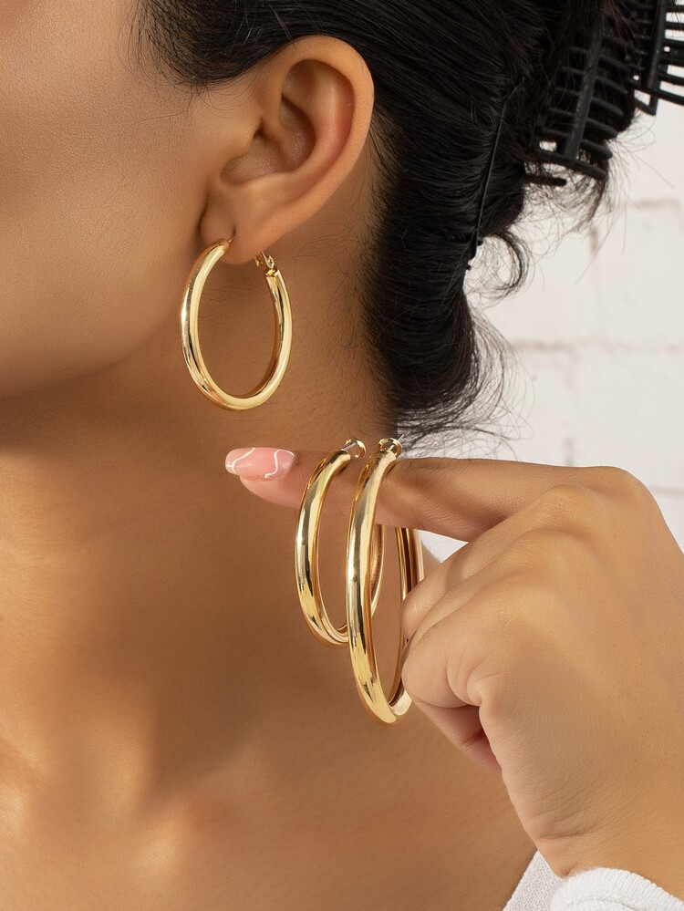3pairs Minimalist Cuff Hoop Earrings | SHEIN