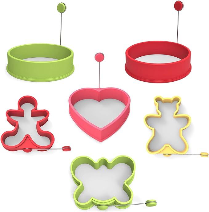 MealAids: Silicone Egg Molds - Premium Non-Stick Shapes for Fried Eggs & Pancakes - Fun & Heat Re... | Amazon (US)