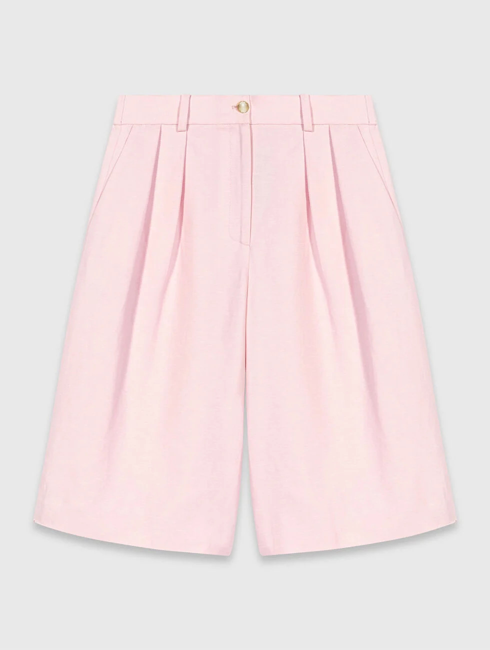Pleated linen blend Bermuda shorts Pink for Women | Maje | Maje US