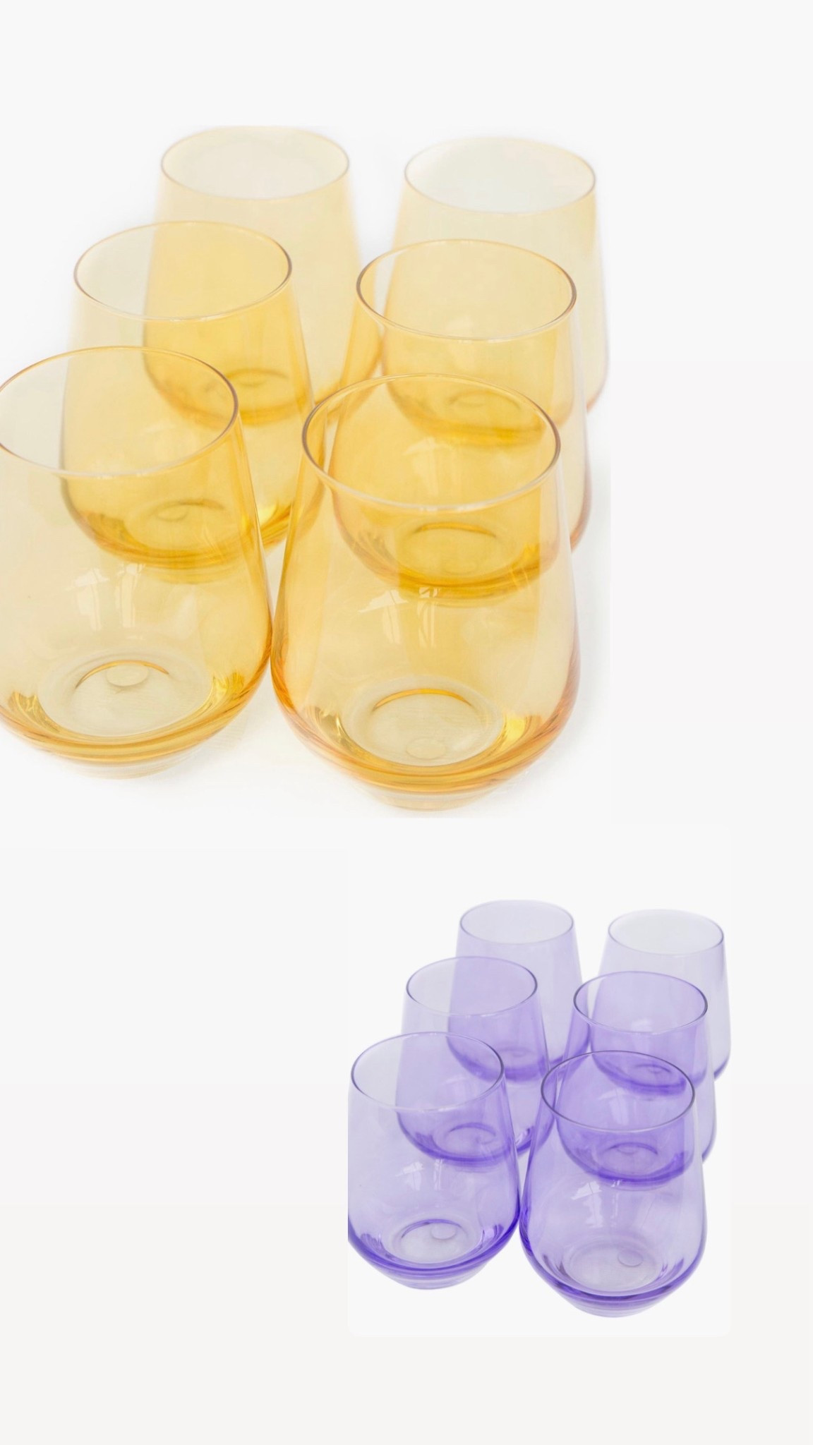 Both of these sets are 50% off right now ..not sure how many of them there are but this is sort of unheard of lol. I LOVE these colors!!! I prefer more of a stem wine glass but have stemless as well..heck I drink out of a solo cup🤣🤣🫠 anyway this is a great deal! Awesome gift idea for a wine lover and also doubles as pretty decor!!!!!  

#LTKMothersDay #LTKHome #LTKSaleAlert