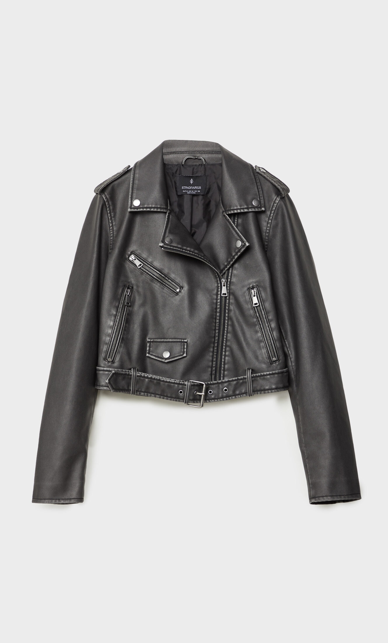 Faux leather jacket with pockets - Women's fashion | Stradivarius United Kingdom | Stradivarius (UK)
