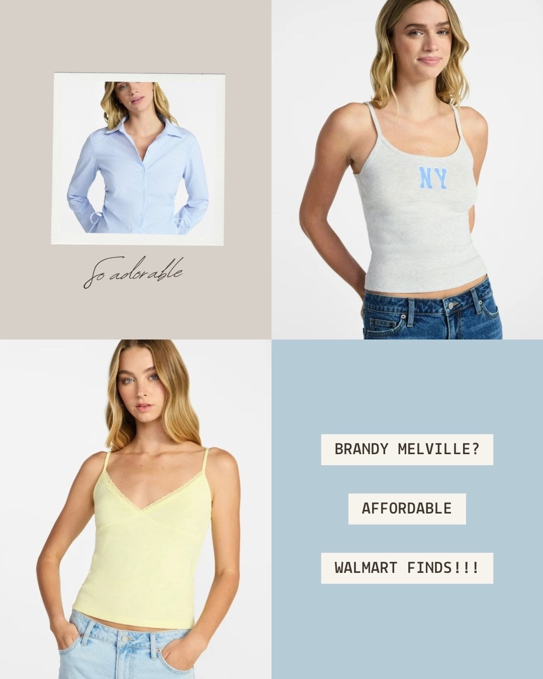 Trendy Walmart finds that look like they would be found  in Brandy Melville. Affordable, cute, and perfect for everyday outfits! Loving these cozy tops in soft pastels and classic staples that will be great transition pieces this fall. You’d never guess they’re from Walmart!

#LTKootd #LTKU #LTKFindsUnder50