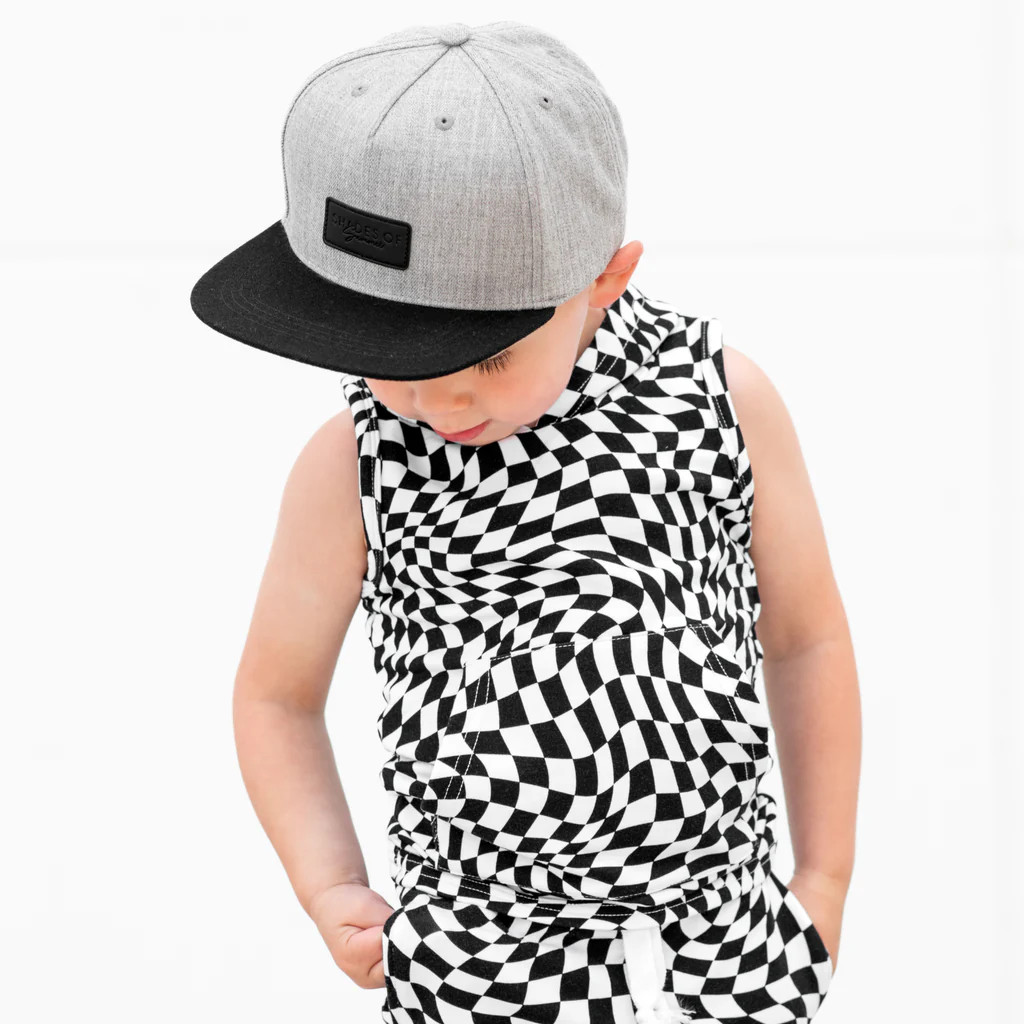 BAMBOO HOODIE TANK- Black Dizzy Check | millie + roo