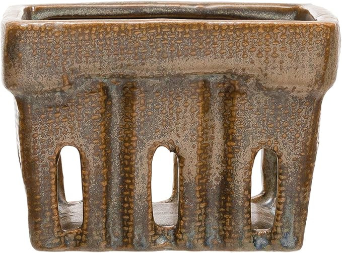 Creative Co-Op Stoneware Berry Basket, Brown | Amazon (US)