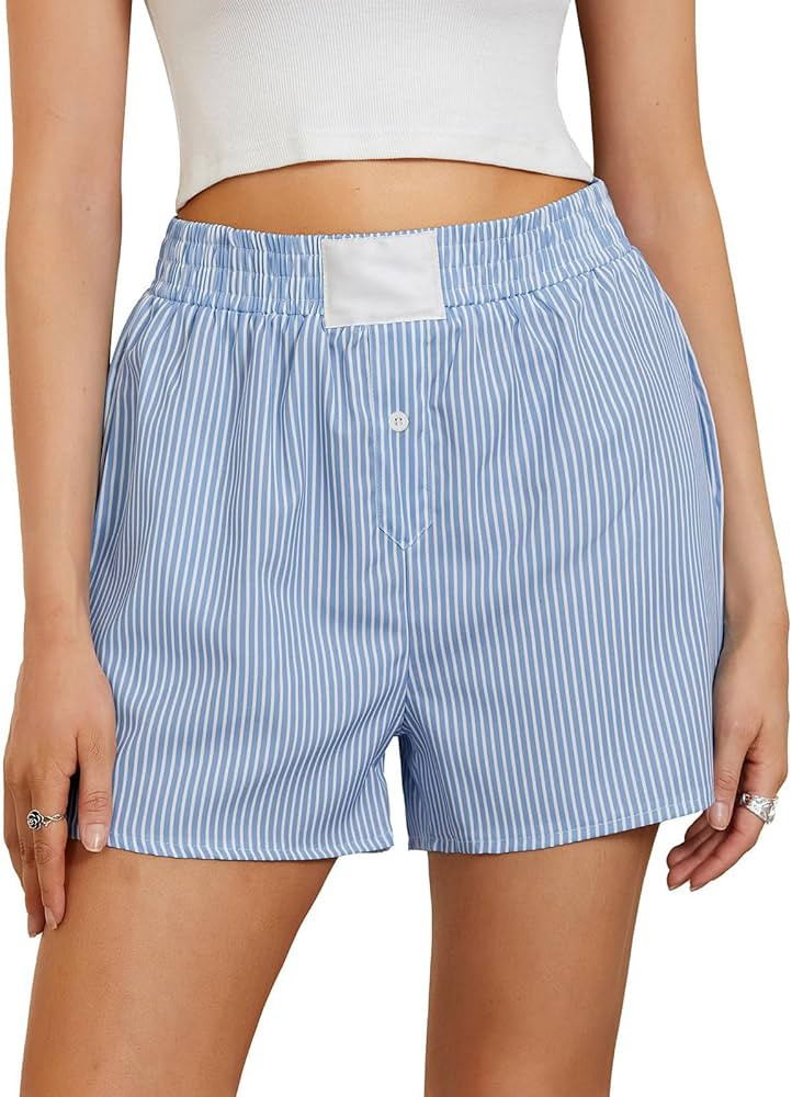 IYOWEL Y2K Boxer Shorts for Womens Low Waist Plaid Lounge Shorts Elastic Cute Gingham Pajamas Bot... | Amazon (CA)