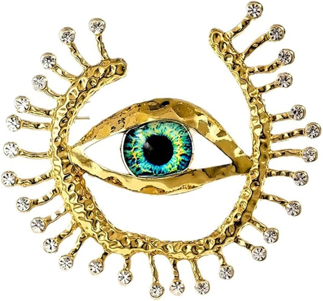Vintage Evil Eye Brooch Pin Good Lucky Crystal CZ Evil Eye Lapel Pin for Women Unique Rhinestone ... | Amazon (US)